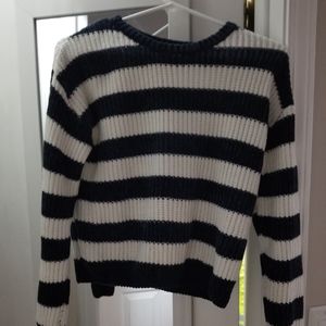 Navy and white striped sweater